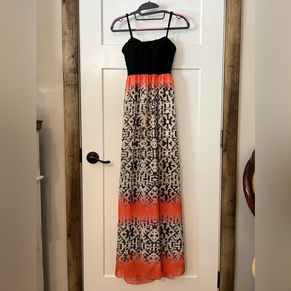Orange and Black Maxi Dress